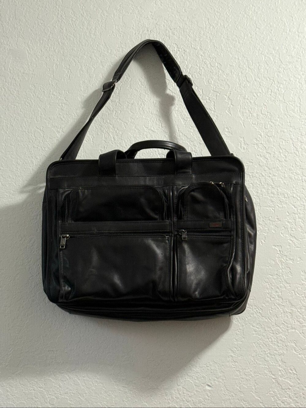 Tumi Leather Expandable Organizer Laptop Briefcase Large 18x13